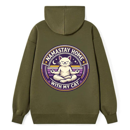 Zen Feline Retreat - Classic Pullover Hoodie - ArmyGreen