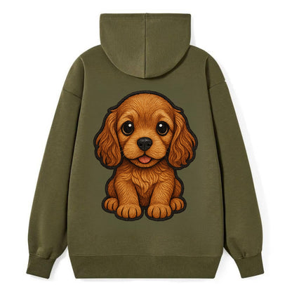 Baby Cocker Spaniel Puppy - long wavy ears, soulful eyes, silky coat, - Classic Pullover Hoodie - ArmyGreen