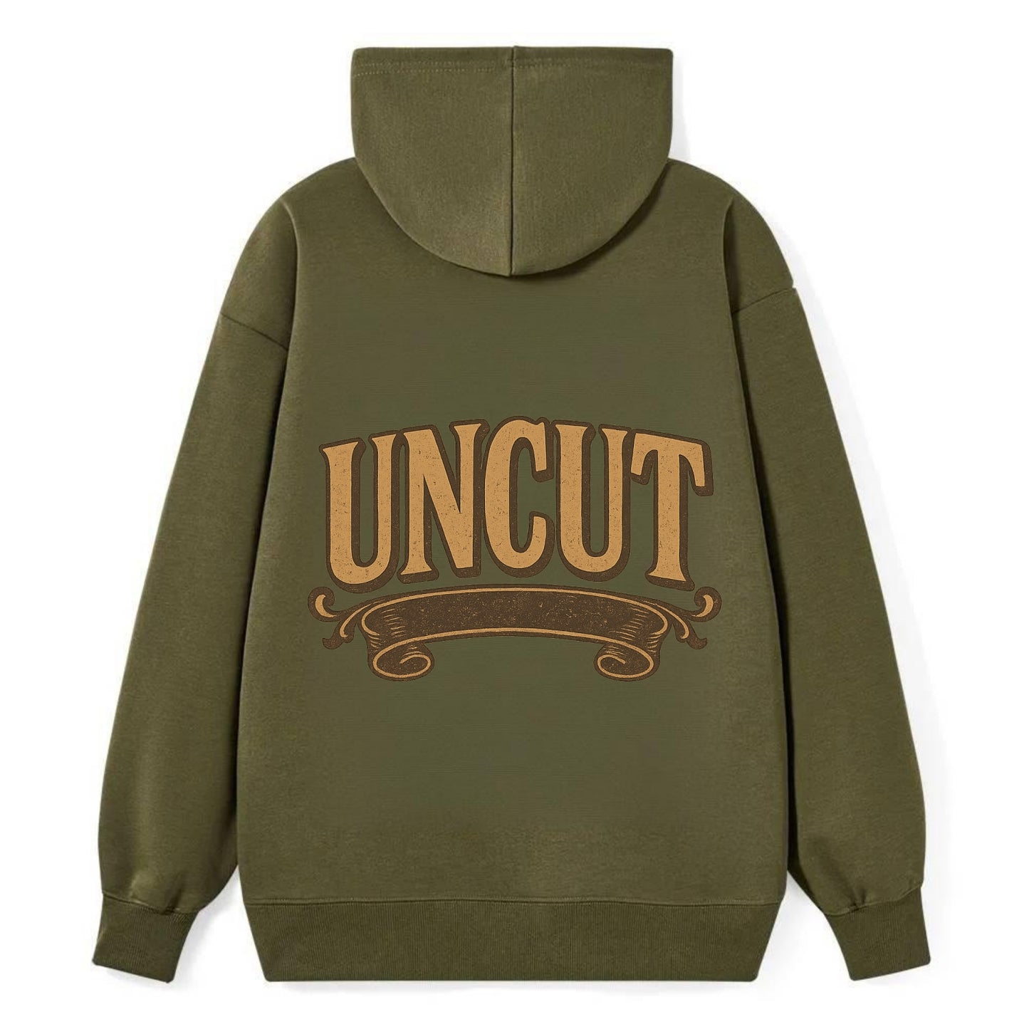 Bold typography design - "UNCUT" - pure, undiluted, authentic - Classic Pullover Hoodie - ArmyGreen