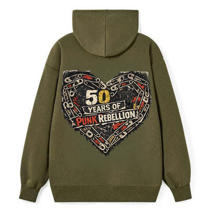 SAFETY PIN LOVE | Heart made of safety pins | Punk romance | DIY jewelry - Classic Pullover Hoodie - ArmyGreen