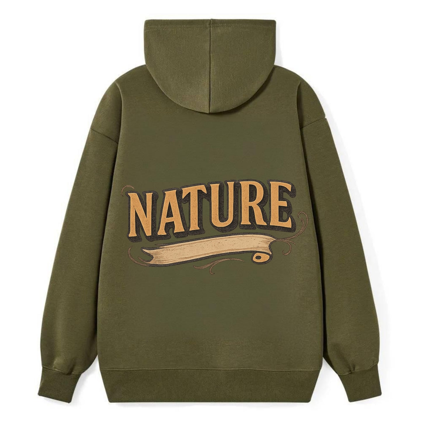 Bold typography design - "NATURE" - natural world, organic - Classic Pullover Hoodie - ArmyGreen