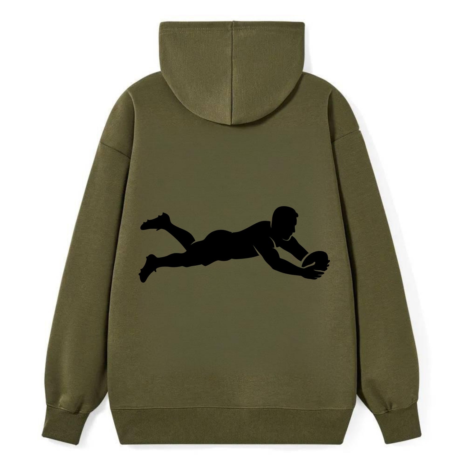 Rugby player diving for try - Classic Pullover Hoodie - ArmyGreen
