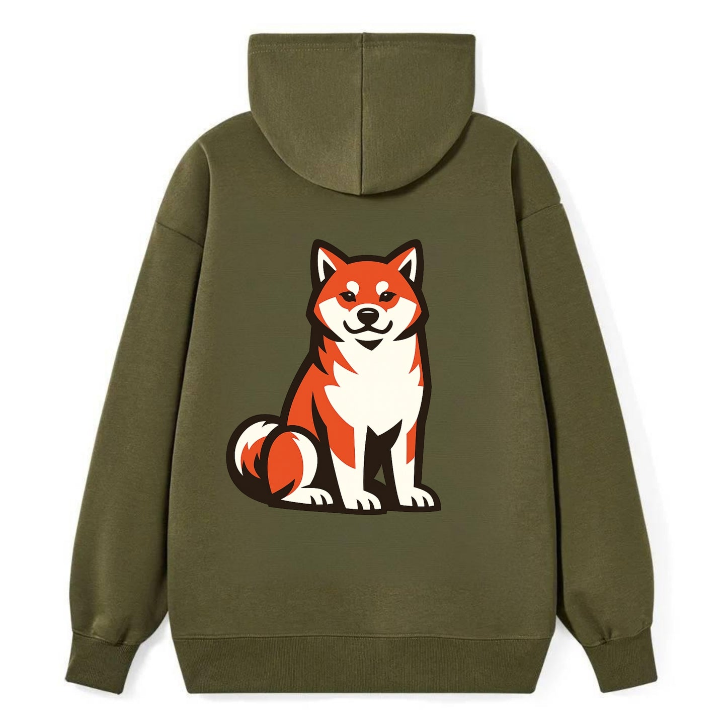 Sitting Shiba Inu Emblem - Classic Pullover Hoodie - ArmyGreen