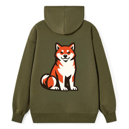 Sitting Shiba Inu Emblem - Classic Pullover Hoodie - ArmyGreen