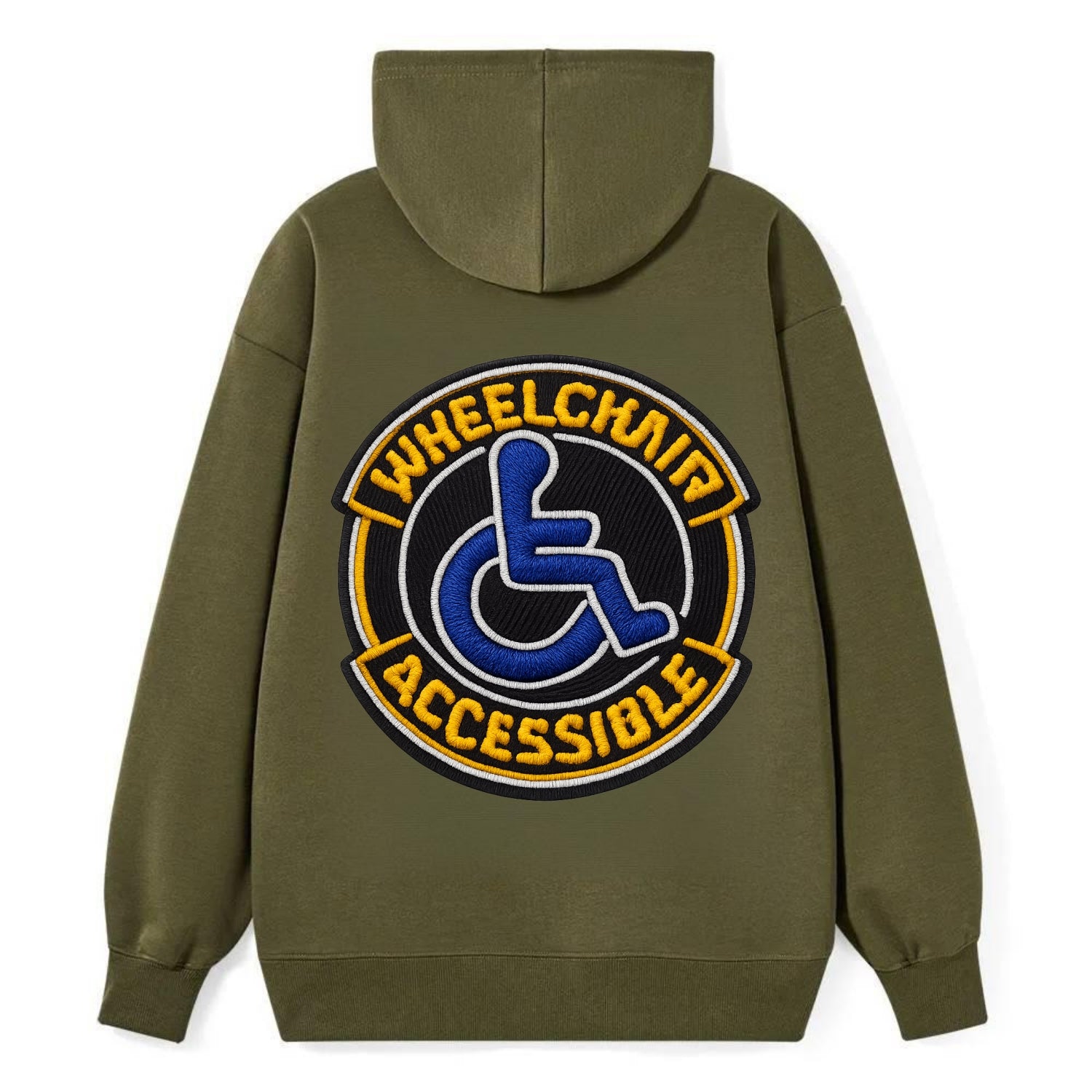 WHEELCHAIR ACCESSIBLE - accessibility symbol in blue , inclusion - Classic Pullover Hoodie - ArmyGreen