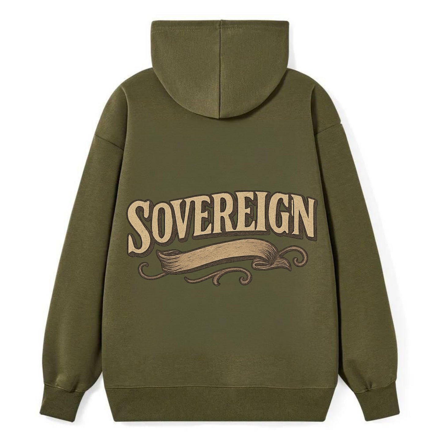 Bold typography design - "SOVEREIGN" - self-ruled, autonomous, in control - Classic Pullover Hoodie - ArmyGreen