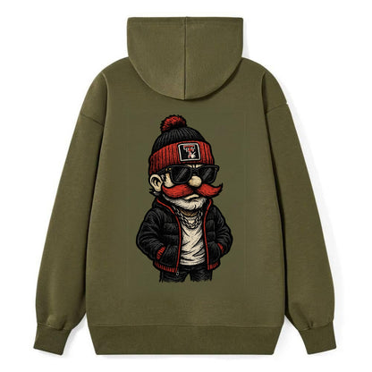Lubbock Raider wearing Texas Tech beanie with guns up patch - Classic Pullover Hoodie - ArmyGreen