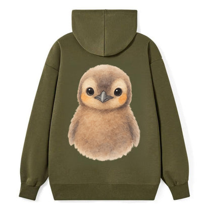 Baby King Penguin - orange cheek patches, fluffy brown, large eyes, - Classic Pullover Hoodie - ArmyGreen