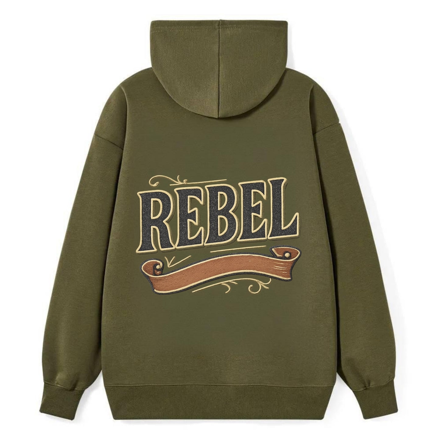 Bold typography design - "REBEL" - nonconformist, rule breaker, - Classic Pullover Hoodie - ArmyGreen