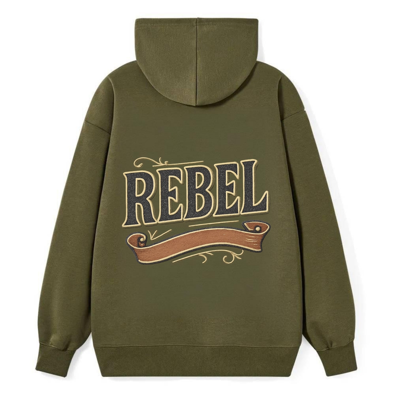 Bold typography design - "REBEL" - nonconformist, rule breaker, - Classic Pullover Hoodie - ArmyGreen