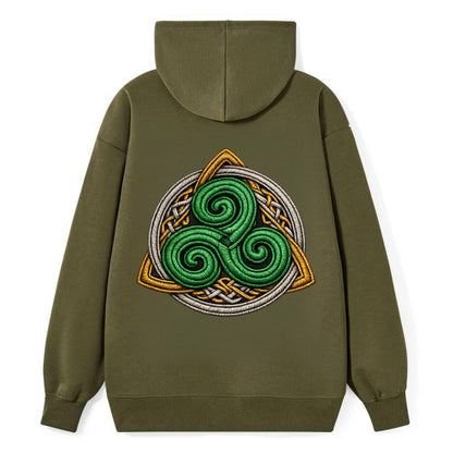 Spiral Knot Triskele - Classic Pullover Hoodie - ArmyGreen