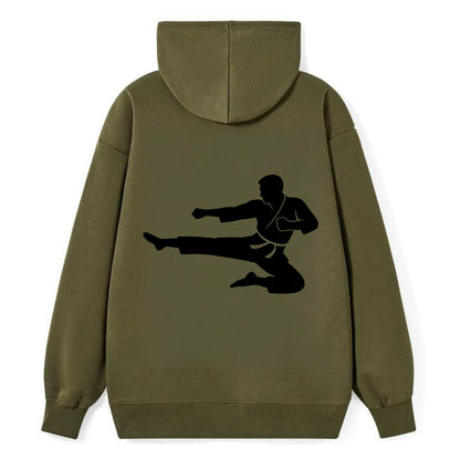 Martial artist flying kick - Classic Pullover Hoodie - ArmyGreen