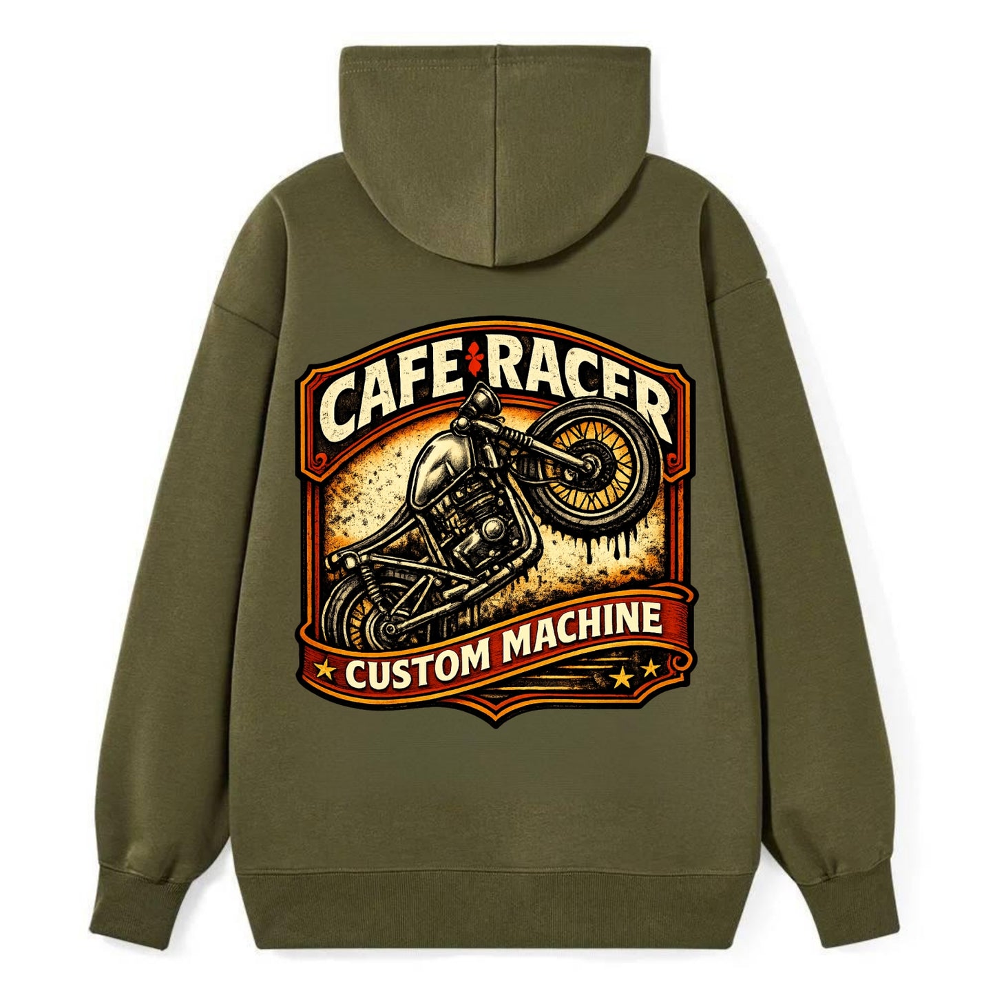 Cafe Racer - Classic Pullover Hoodie - ArmyGreen
