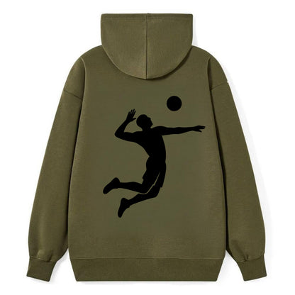 Volleyball player spiking ball - Classic Pullover Hoodie - ArmyGreen