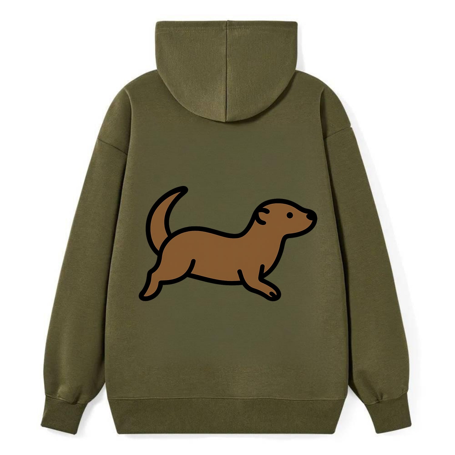 Otter - Brown sleek swimming pose flat side profile - Classic Pullover Hoodie - ArmyGreen