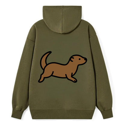 Otter - Brown sleek swimming pose flat side profile - Classic Pullover Hoodie - ArmyGreen
