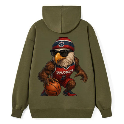 DC Eagle wearing Wizards red white and blue beanie with monument patch - Classic Pullover Hoodie - ArmyGreen