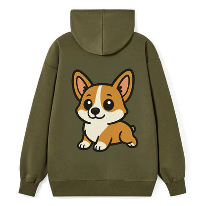 Corgi - Sploot lying position - Classic Pullover Hoodie - ArmyGreen