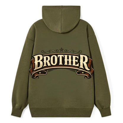 Bold typography design - "BROTHER" - male bond, brotherhood - Classic Pullover Hoodie - ArmyGreen