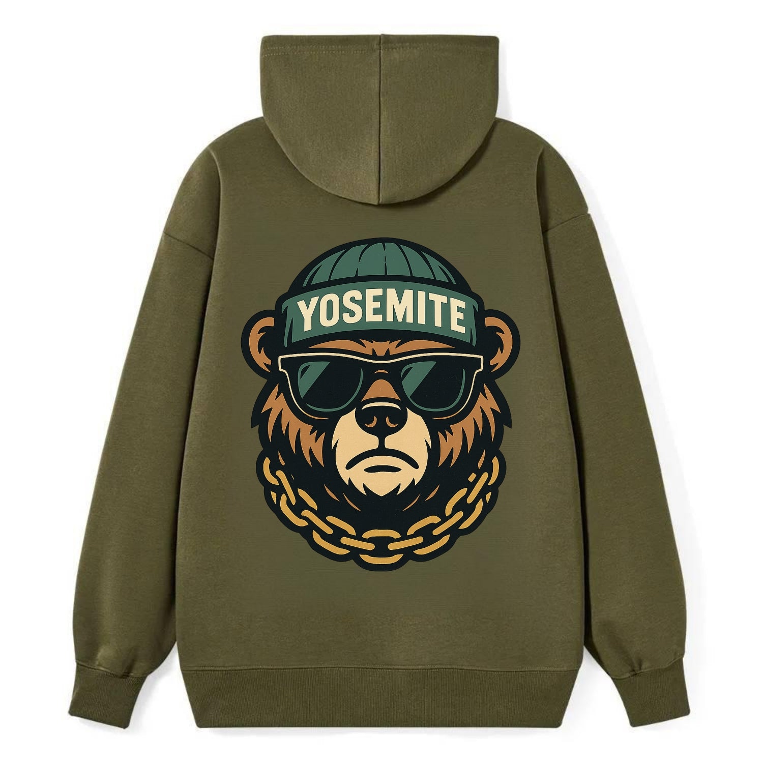 Yosemite Bear - Classic Pullover Hoodie - ArmyGreen