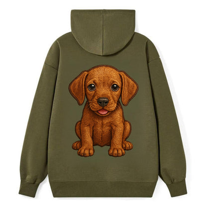 Baby Vizsla Puppy - golden rust coat, soulful eyes, athletic build, - Classic Pullover Hoodie - ArmyGreen