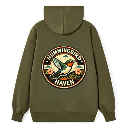 Hummingbird Sanctuary Emblem - Classic Pullover Hoodie - ArmyGreen