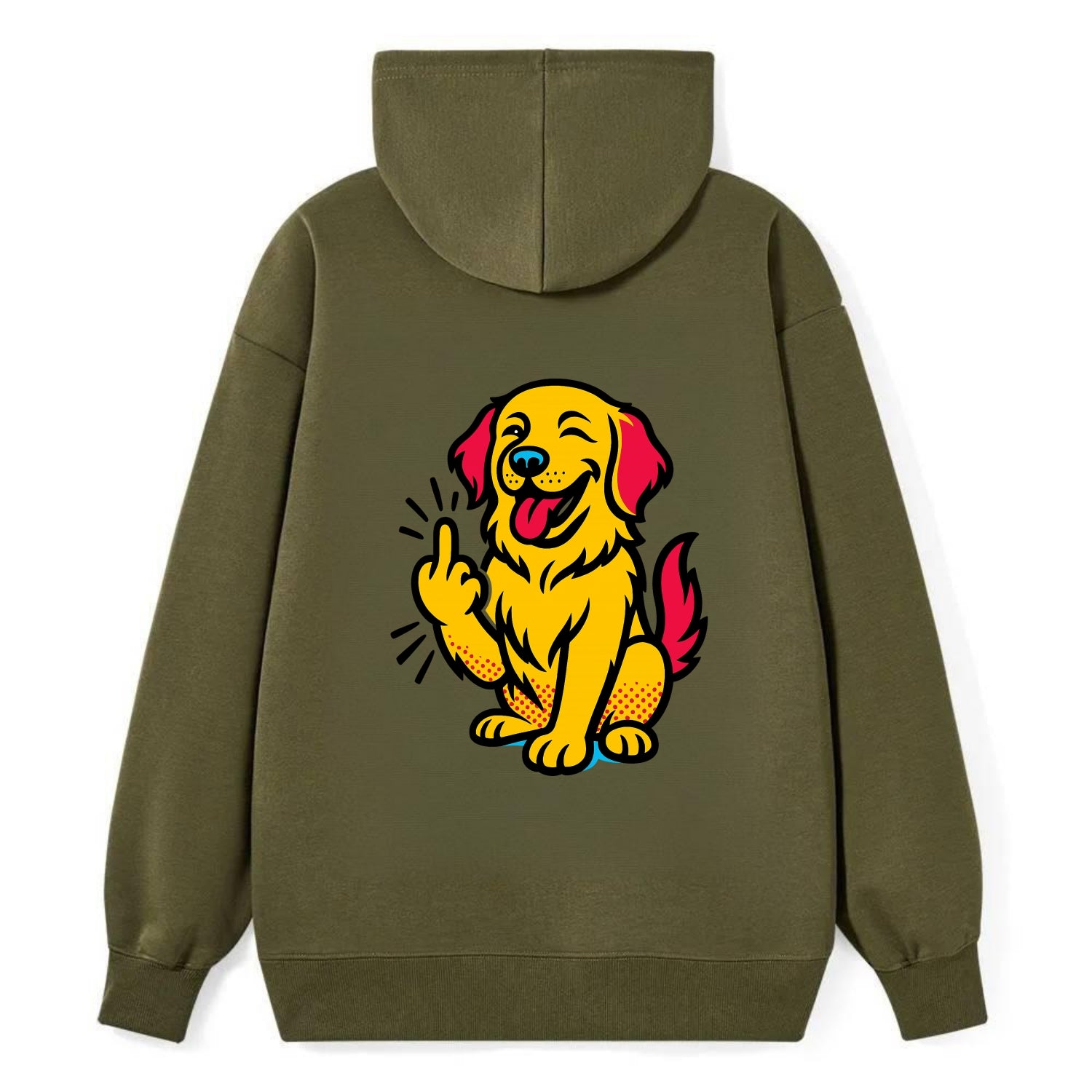 Golden Retriever with happy smile and golden coat, fluffy paw raised - Classic Pullover Hoodie - ArmyGreen