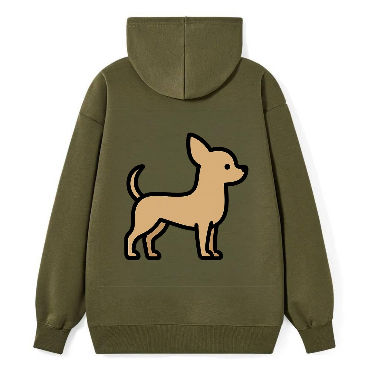 Chihuahua - Tan smooth coat flat side profile - Classic Pullover Hoodie - ArmyGreen