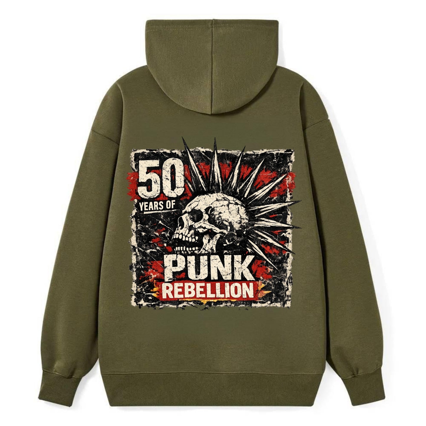 MOHAWK RISING | Spiked hair silhouette | Liberty spikes | Punk identity | - Classic Pullover Hoodie - ArmyGreen