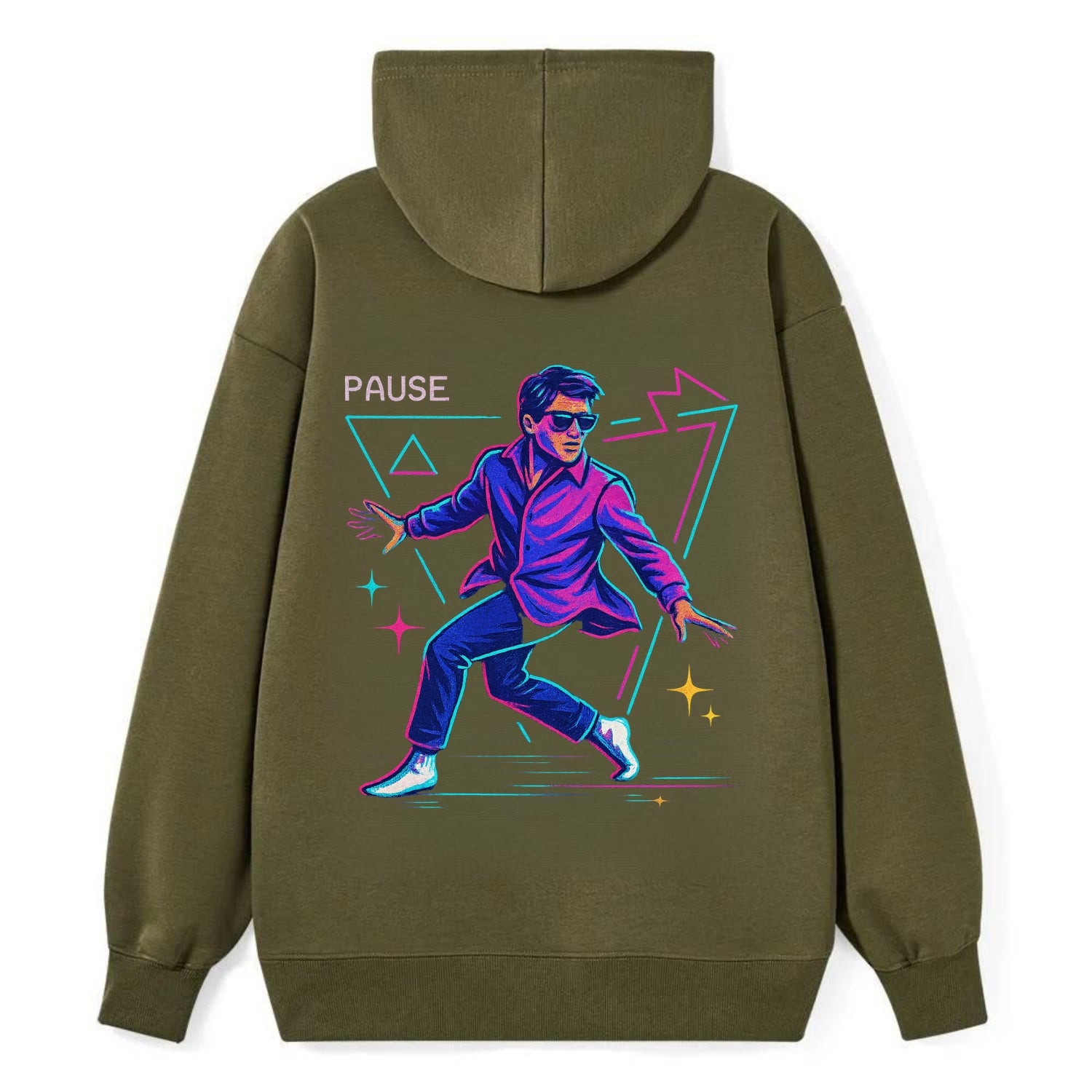 confident figure sliding across polished wooden floor in socks and - Classic Pullover Hoodie - ArmyGreen