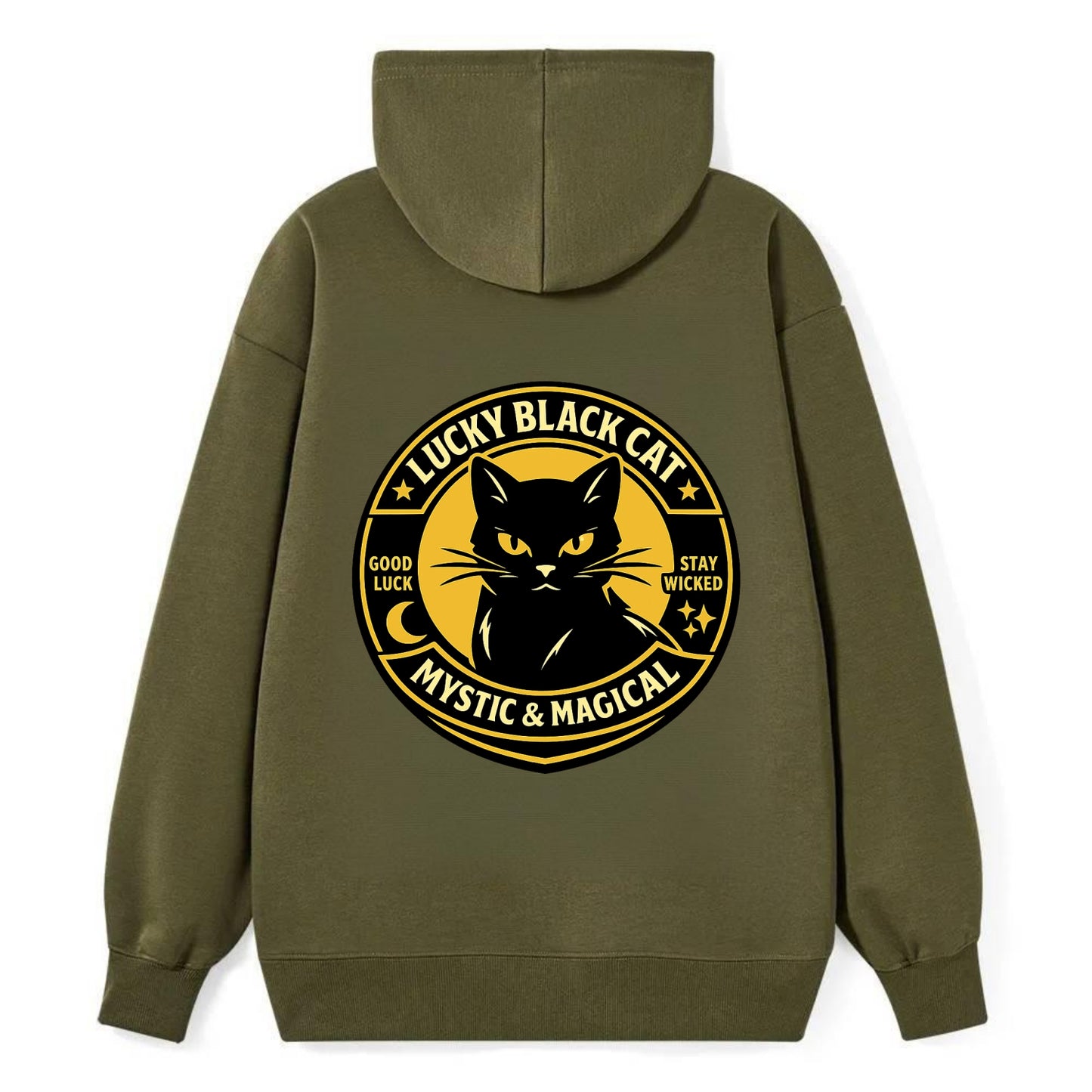 Mystic Feline Emblem - Classic Pullover Hoodie - ArmyGreen
