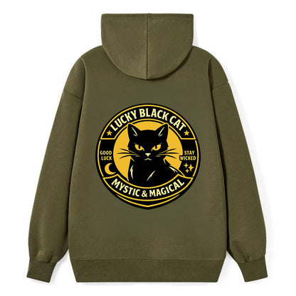 Mystic Feline Emblem - Classic Pullover Hoodie - ArmyGreen