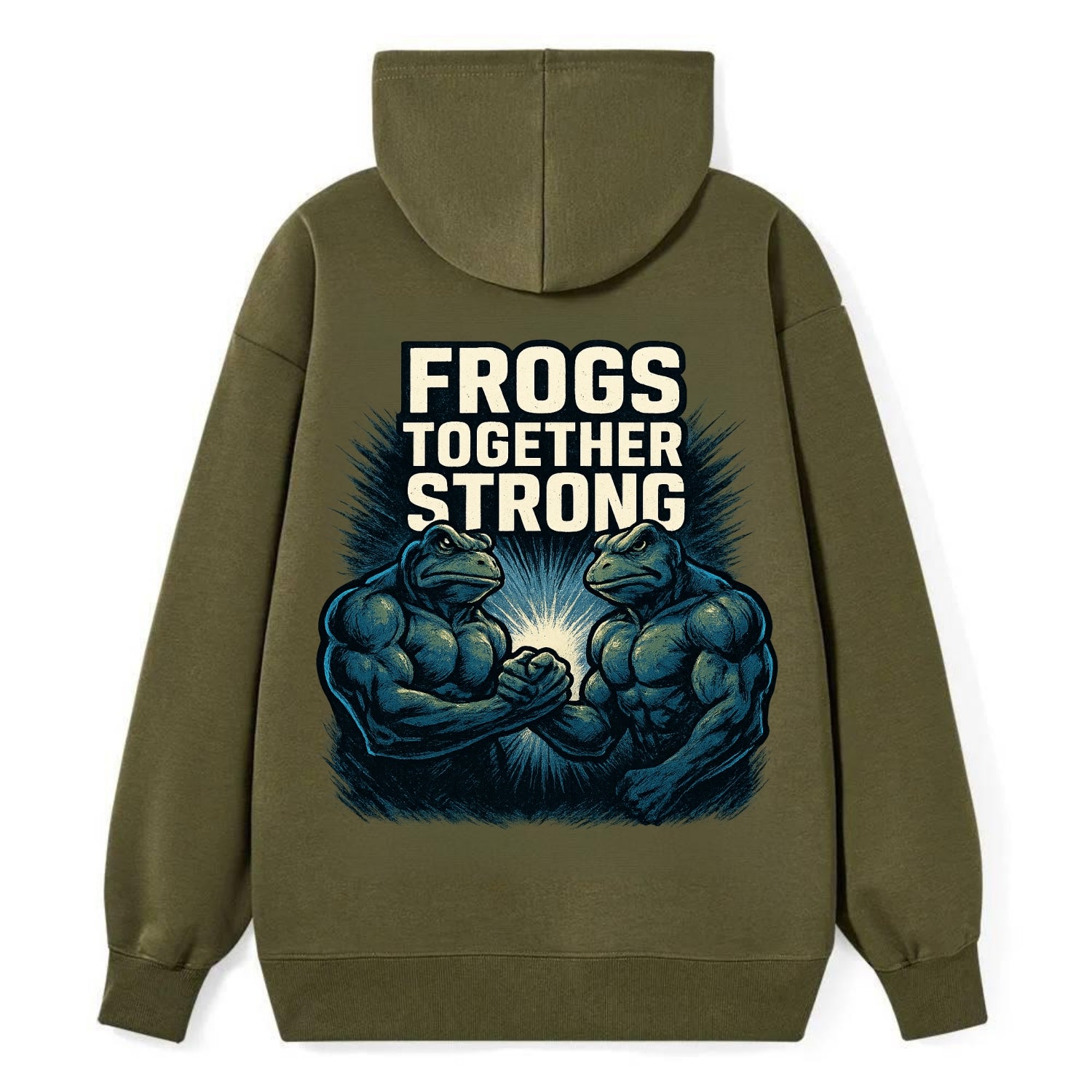 Frogs Together Strong 4 - Classic Pullover Hoodie - ArmyGreen