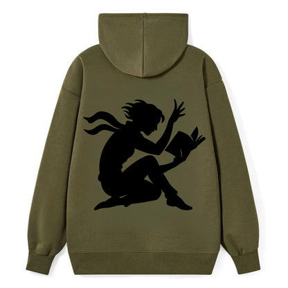 Reader lost in book moment - Classic Pullover Hoodie - ArmyGreen