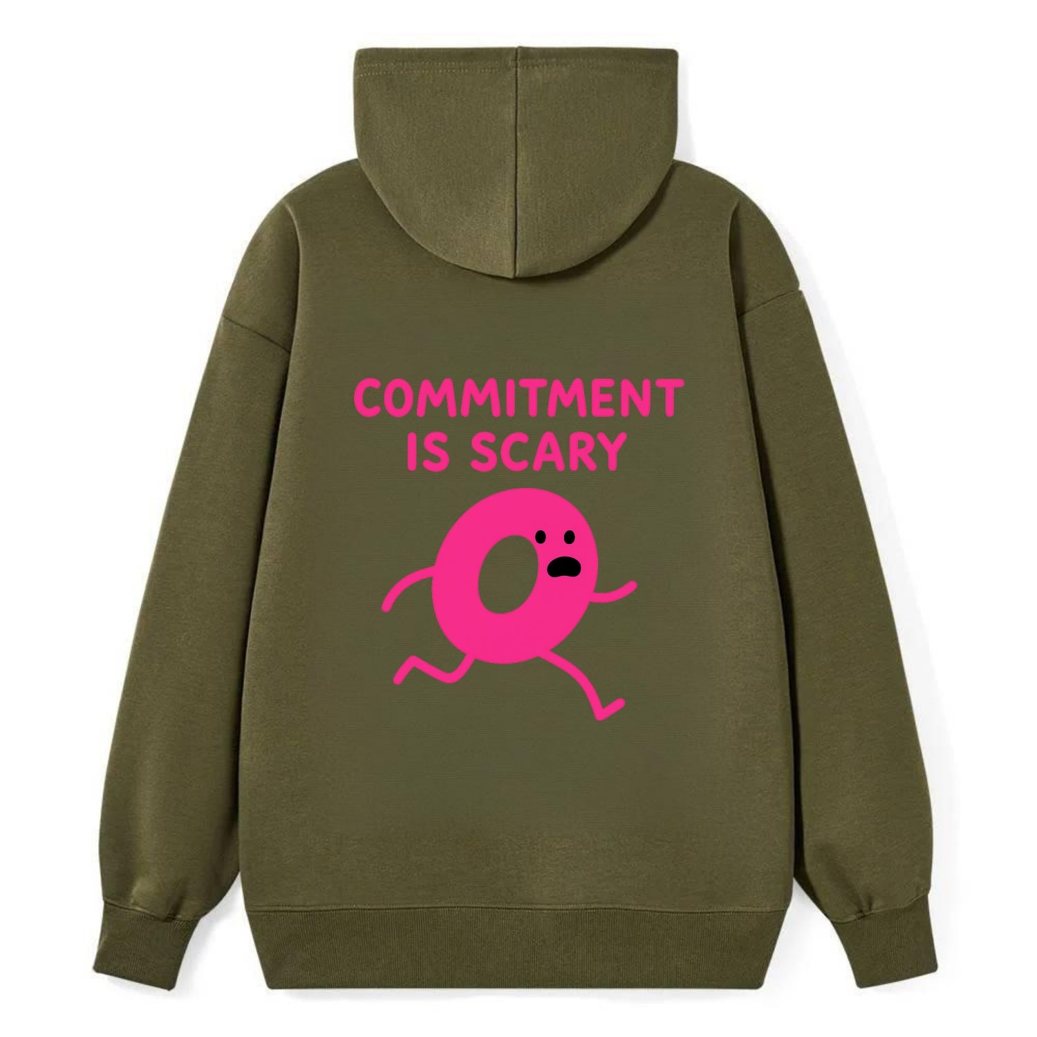COMMITMENT IS SCARY | Terrified ring running away - Classic Pullover Hoodie - ArmyGreen
