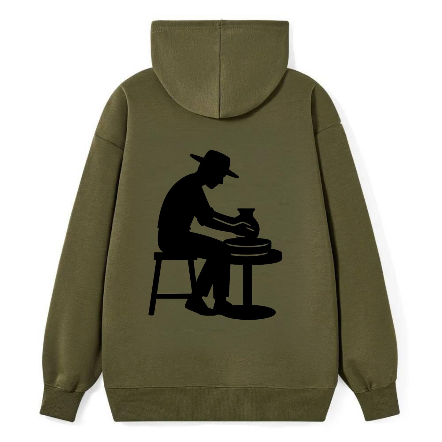 Potter shaping clay on wheel - Classic Pullover Hoodie - ArmyGreen
