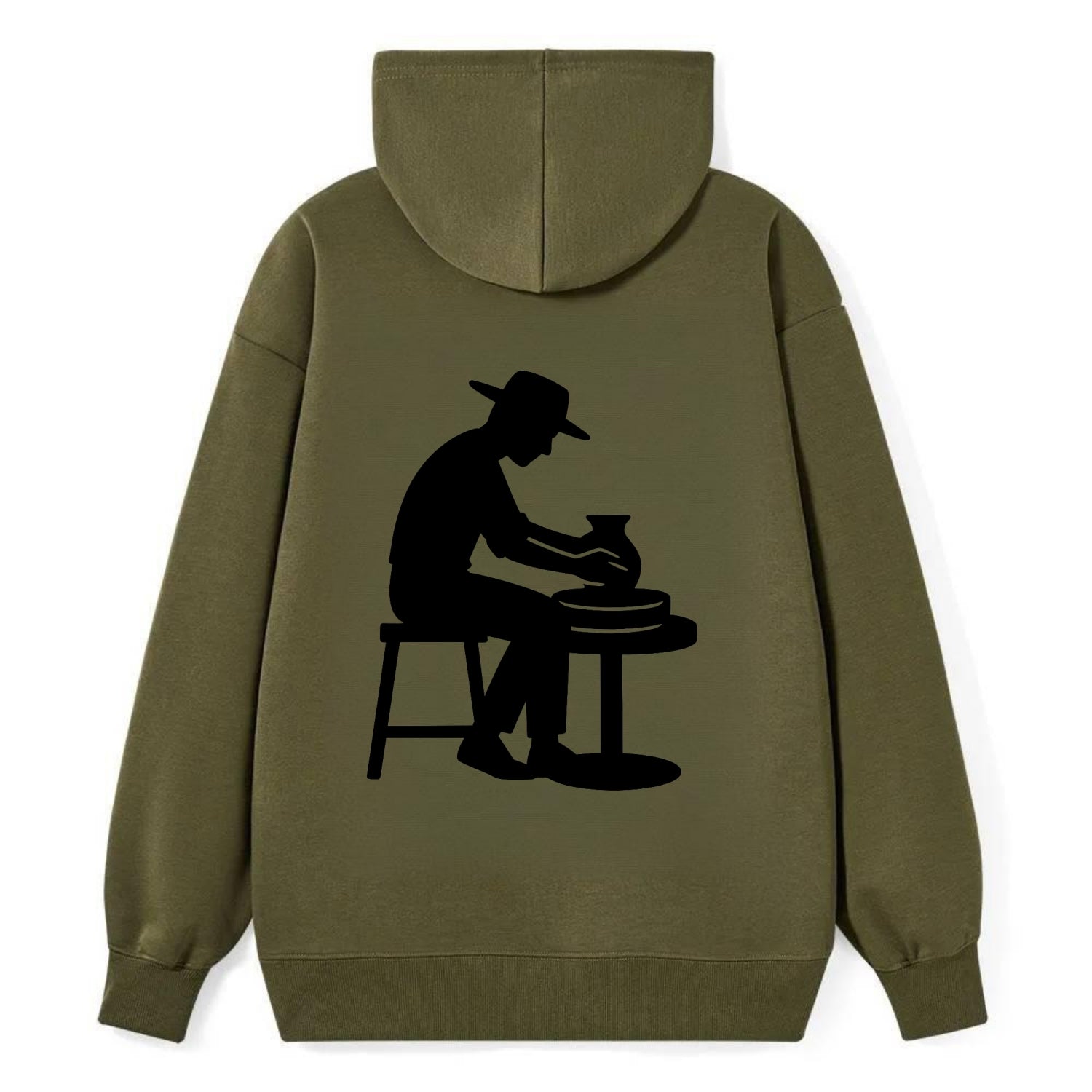 Potter shaping clay on wheel - Classic Pullover Hoodie - ArmyGreen