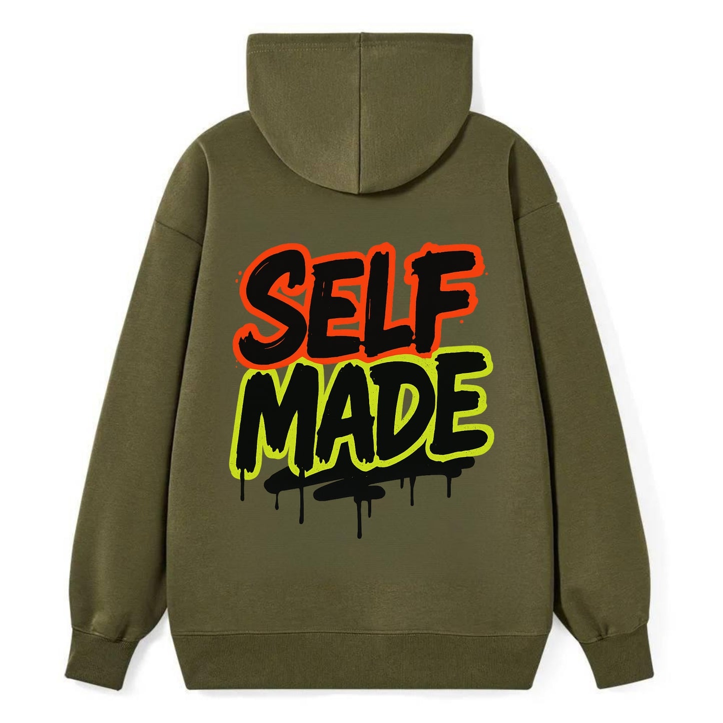 Bold typography design - "SELF MADE" - built from nothing, earned success - Classic Pullover Hoodie - ArmyGreen