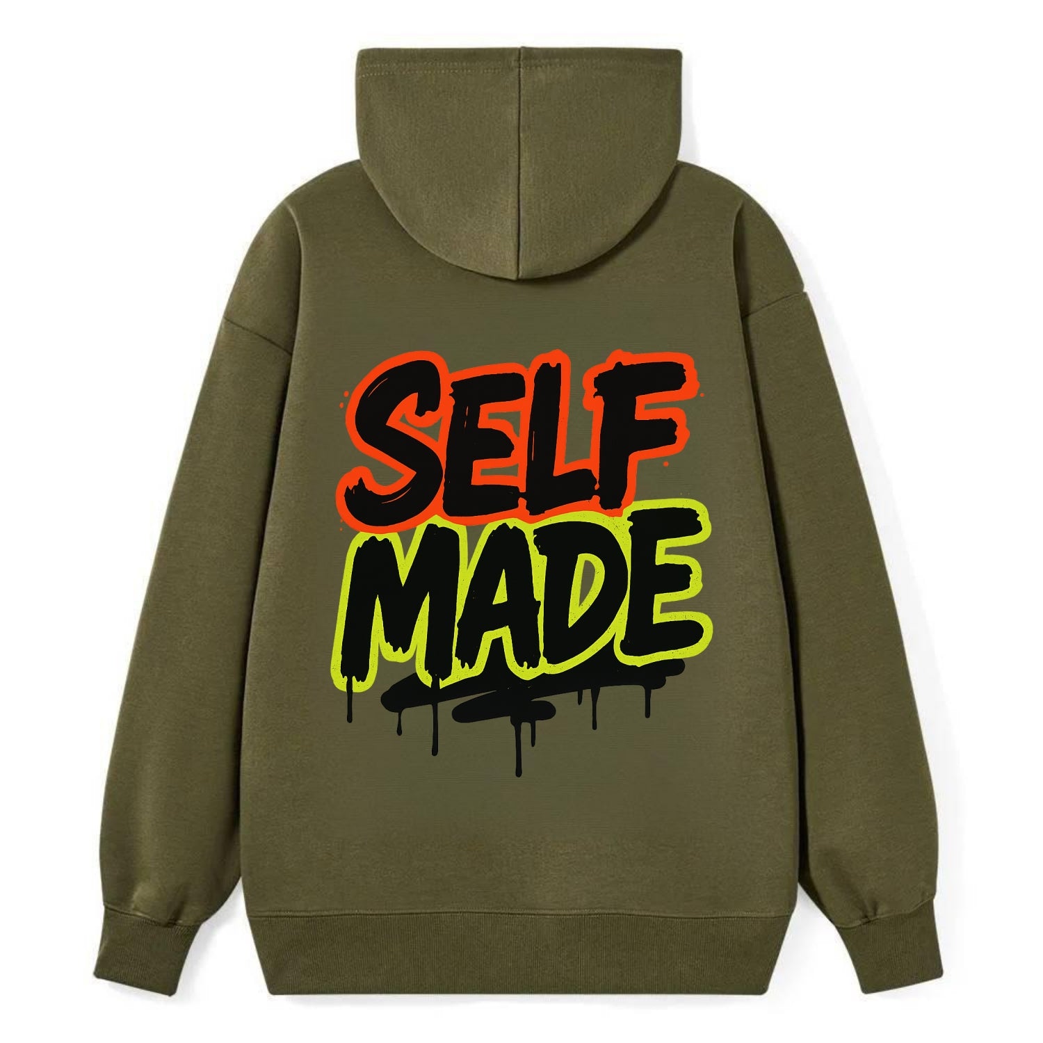 Bold typography design - "SELF MADE" - built from nothing, earned success - Classic Pullover Hoodie - ArmyGreen