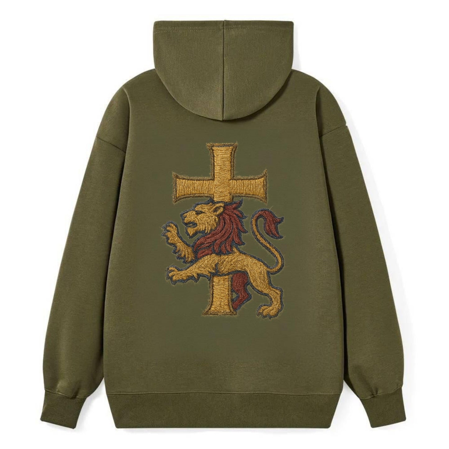 Lion and Cross  - Classic Pullover Hoodie - ArmyGreen