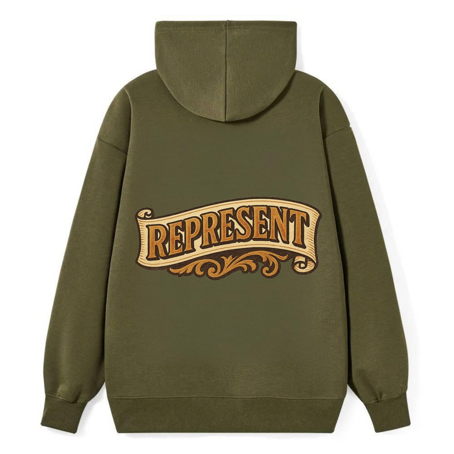 Bold typography design - "REPRESENT" - showing where you from - Classic Pullover Hoodie - ArmyGreen