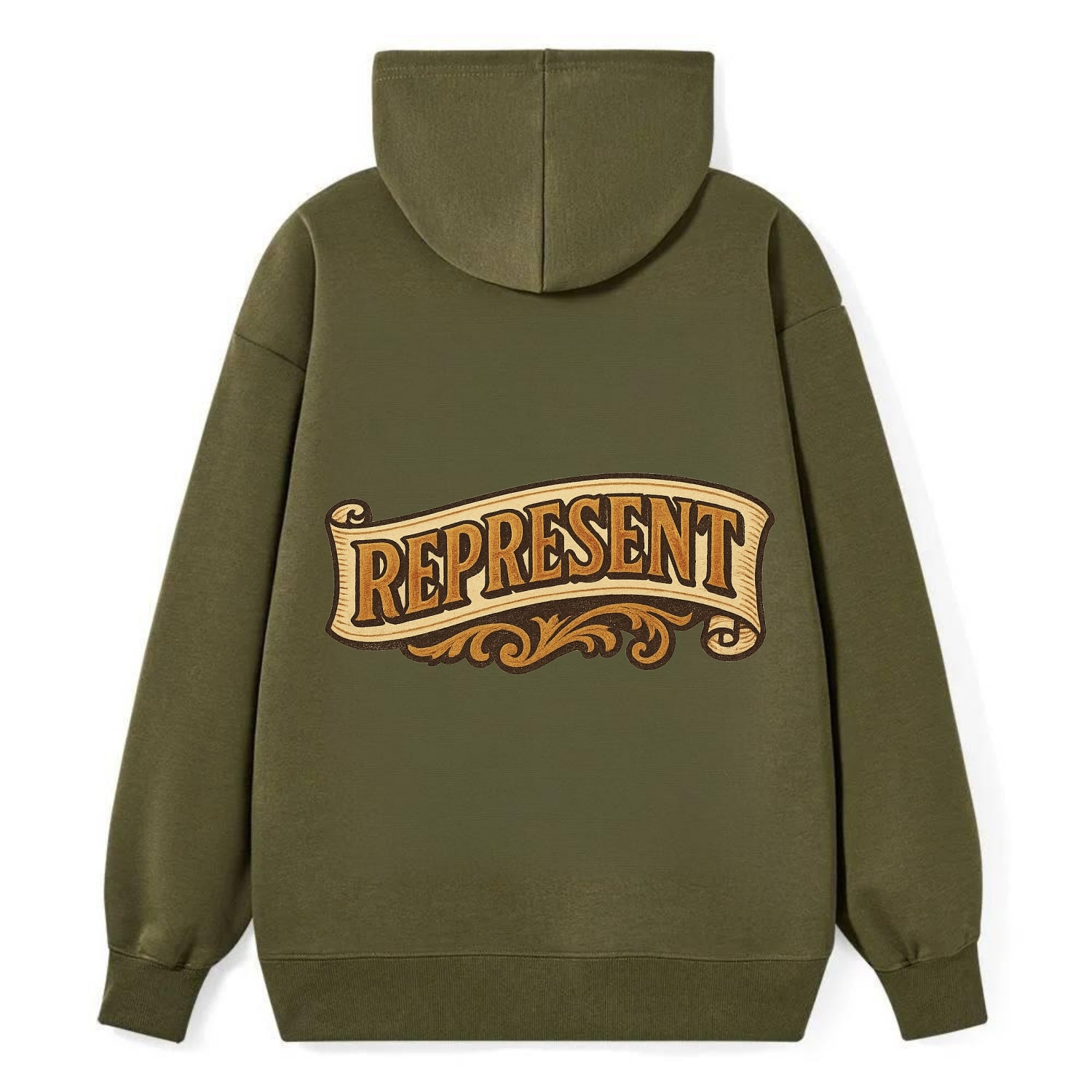 Bold typography design - "REPRESENT" - showing where you from - Classic Pullover Hoodie - ArmyGreen
