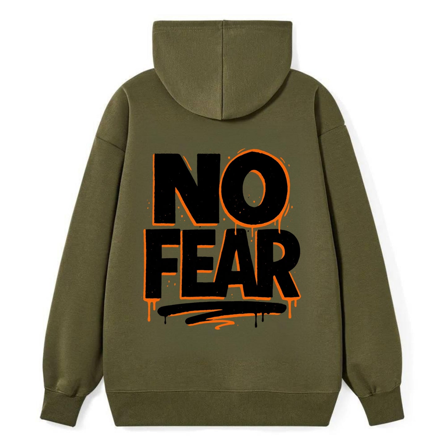Bold typography design - "NO FEAR" - courage, bravery - Classic Pullover Hoodie - ArmyGreen