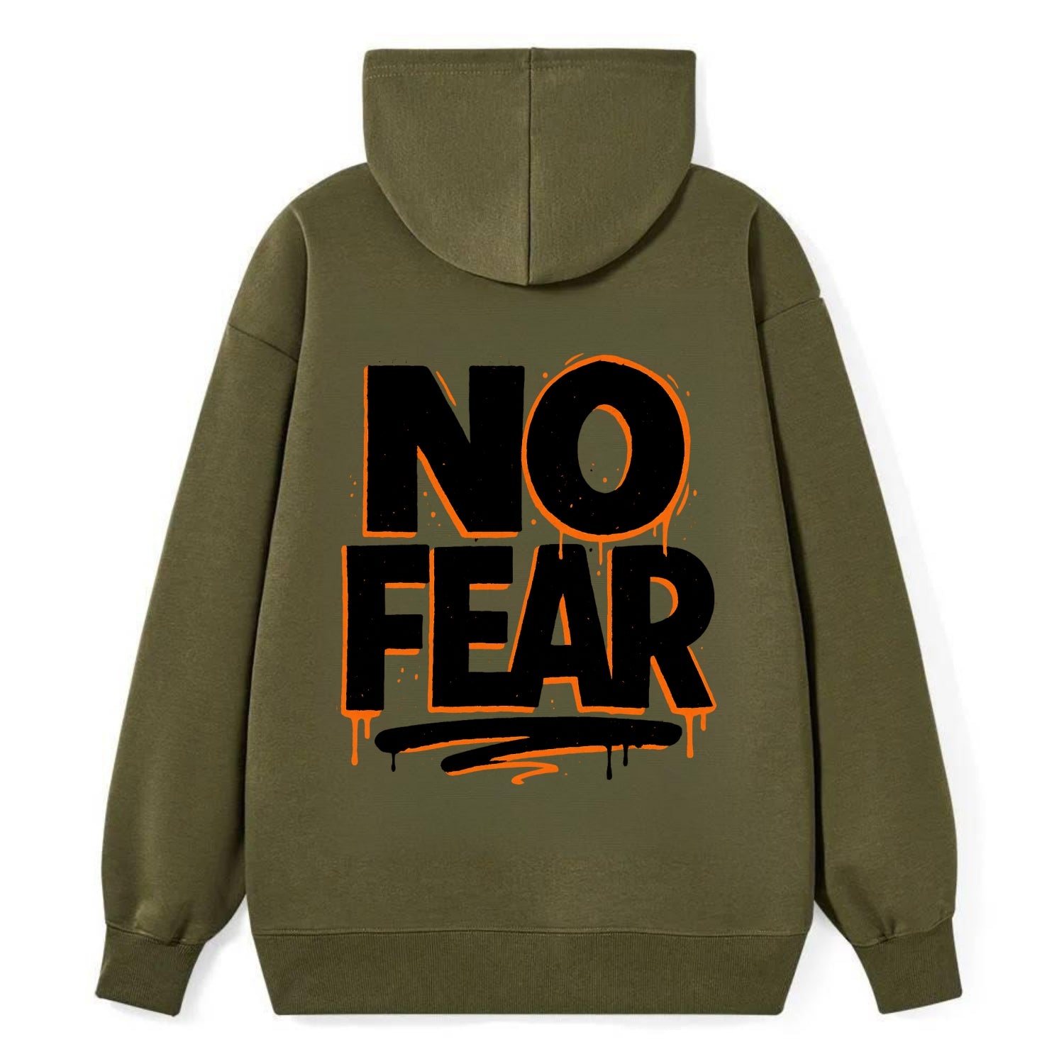 Bold typography design - "NO FEAR" - courage, bravery - Classic Pullover Hoodie - ArmyGreen