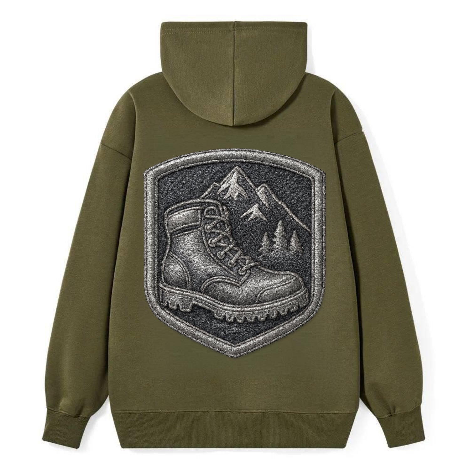 Hiking boots with mountain peak - hiker pride - Classic Pullover Hoodie - ArmyGreen