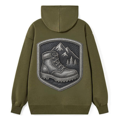 Hiking boots with mountain peak - hiker pride - Classic Pullover Hoodie - ArmyGreen