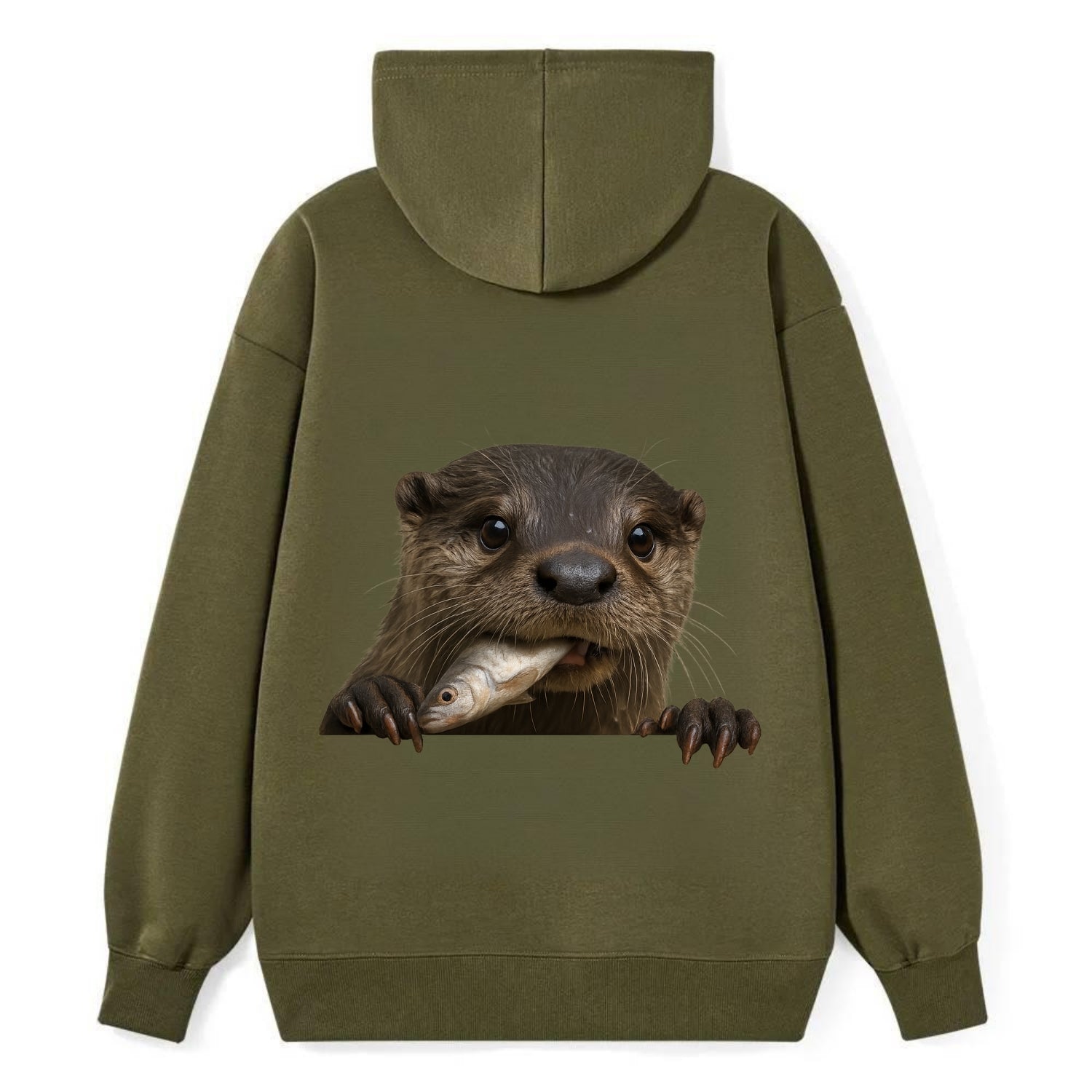 River Otter  - Classic Pullover Hoodie - ArmyGreen