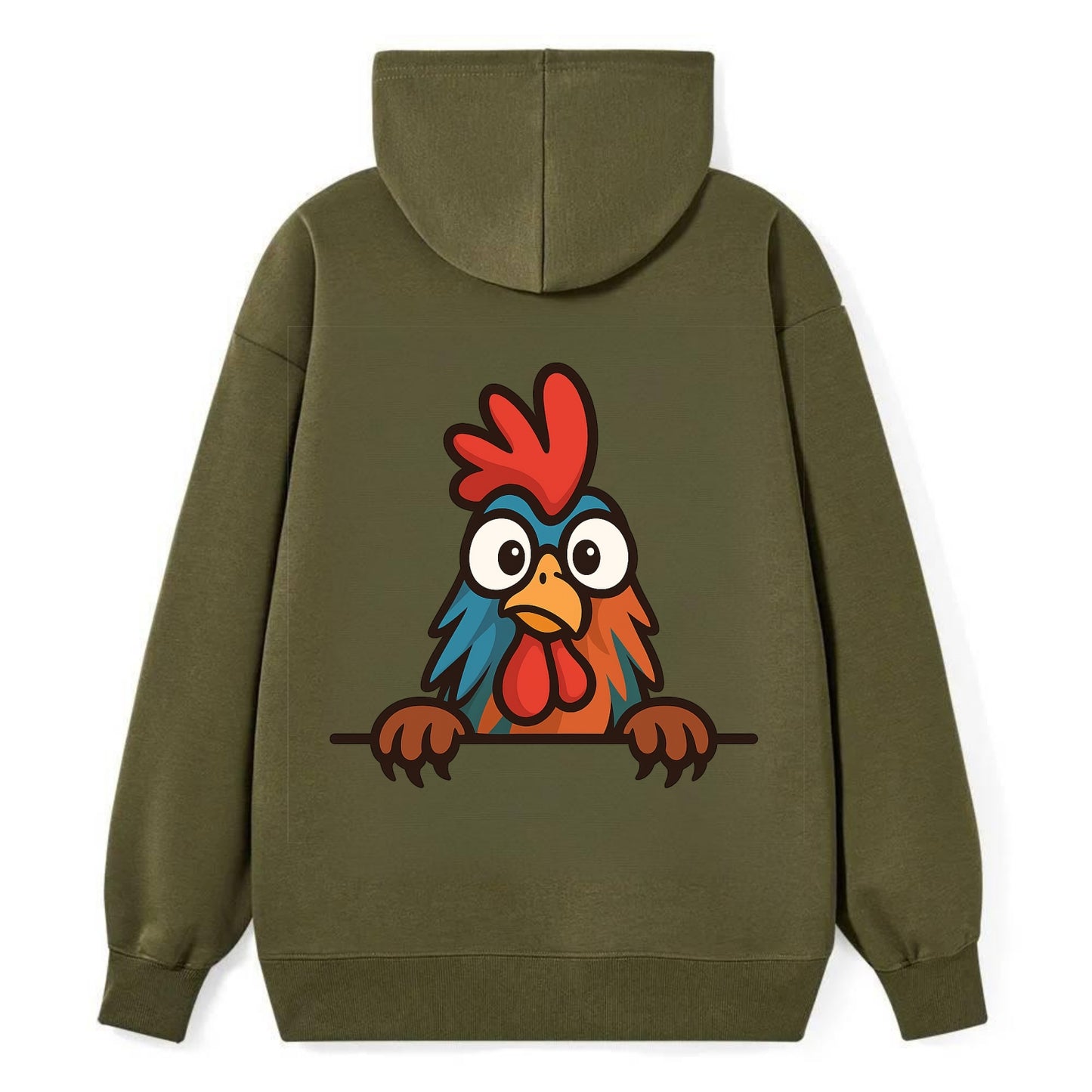 Rooster  - Classic Pullover Hoodie - ArmyGreen