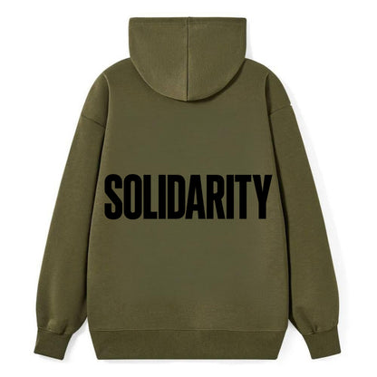 Bold typography design - "SOLIDARITY" - standing together, support - Classic Pullover Hoodie - ArmyGreen