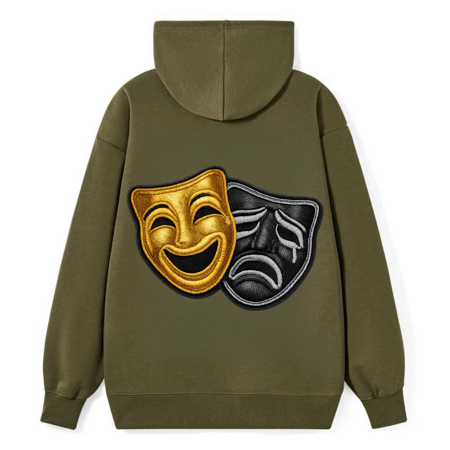 BROADWAY MASKS - comedy tragedy masks in gold and black , theater - Classic Pullover Hoodie - ArmyGreen